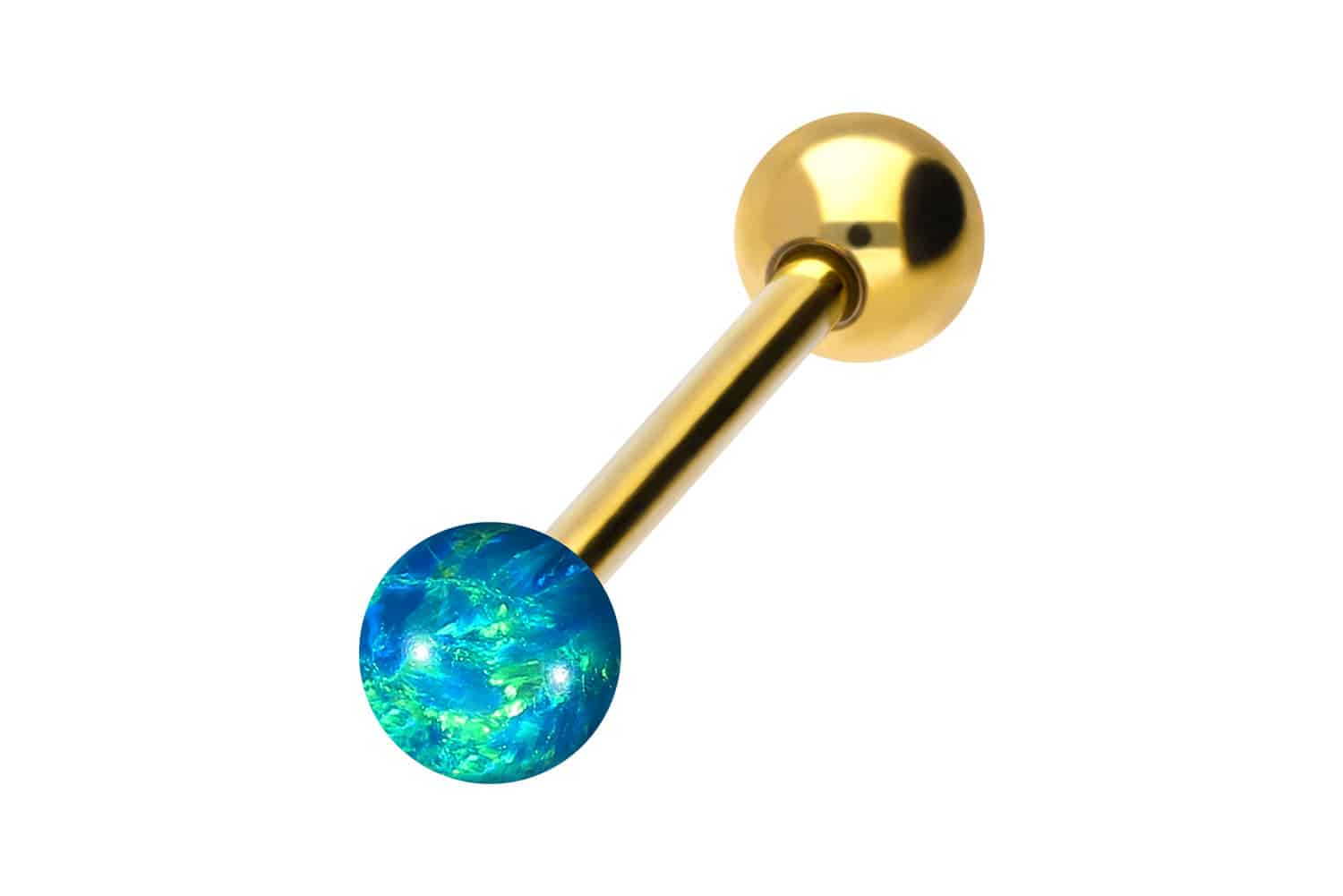 Titan Barbell Piercing SYNTHETISCHER OPAL + TITAN-KUGEL